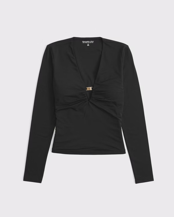 Women's Bra-Free Hardware Long-Sleeve Top | Women's Tops | Abercrombie.com | Abercrombie & Fitch (US)