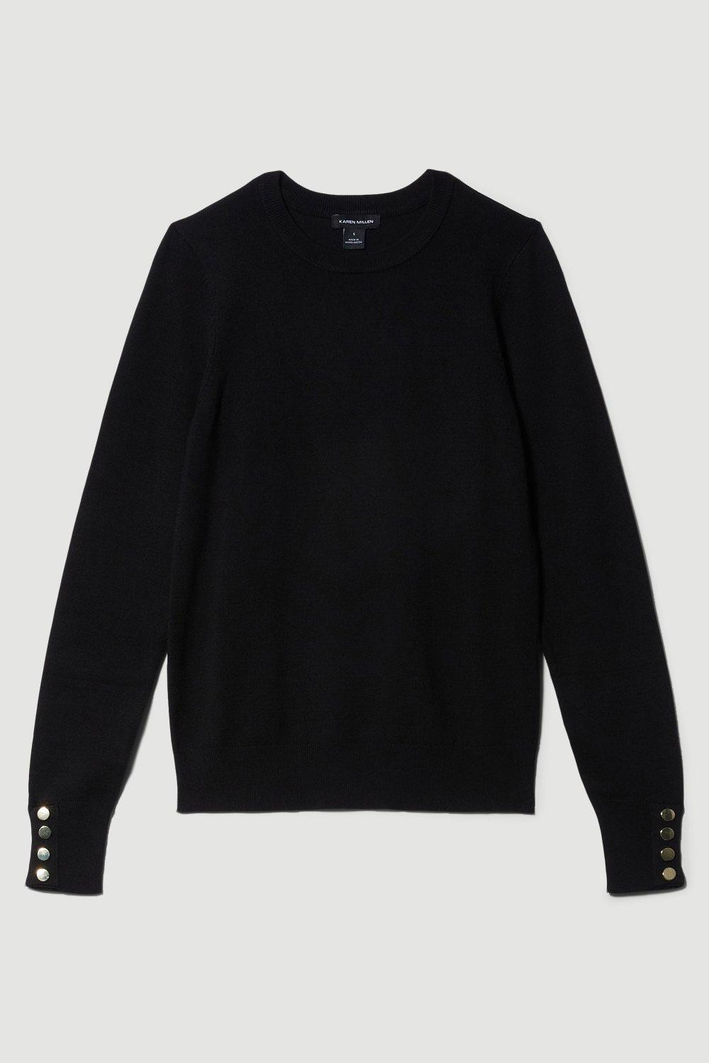 Viscose Blend Knitted Crew Neck Jumper | Karen Millen | Karen Millen UK + IE + DE + NL