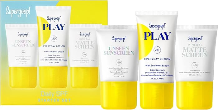 Supergoop! Daily SPF Starter - Includes 3 Travel-Sized SPF Favorites: Unseen Sunscreen SPF 40, Mi... | Amazon (US)