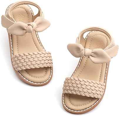 Flaryzone Girls Sandals Open Toe Summer Flats Dress Sandals Shoes Toddler/Little Kid | Amazon (US)