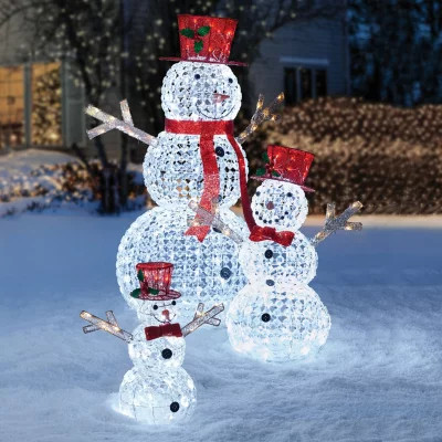 Member's Mark Crystal Beaded Twinkling Snowman Family, Set of 3 | Sam's Club