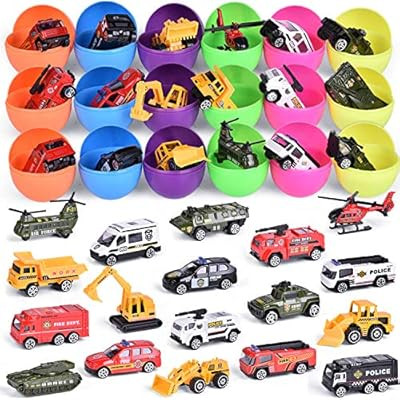 FUN LITTLE TOYS 18 Pcs Easter Eggs Prefilled with Die-cast Cars Toy Vehicles for Party Favors, Ea... | Amazon (US)