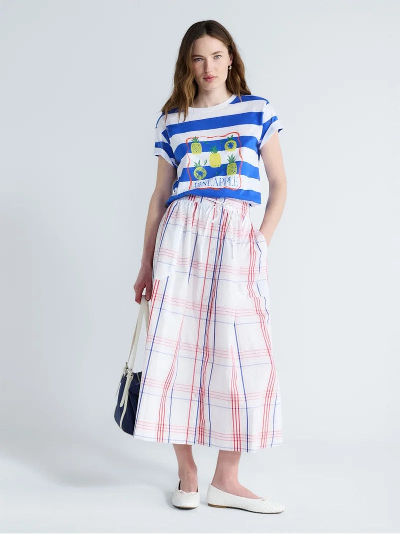 Free Assembly Women's and Women's Plus Button-Front Cotton Maxi Skirt, Sizes XS-4X - Walmart.com | Walmart (US)