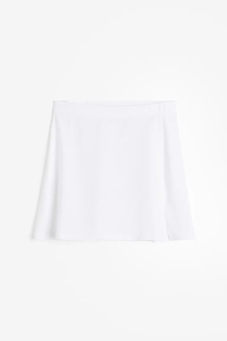 A-line jersey skirt - High waist - Short - White - Ladies | H&M GB | H&M (UK, MY, IN, SG, PH, TW, HK)