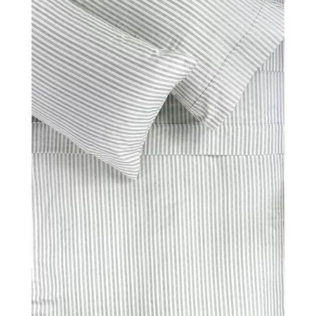 Melange Home Printed Cotton 400 Thread Count Grey Broken Stripe Bed Sheet Set | Walmart (US)