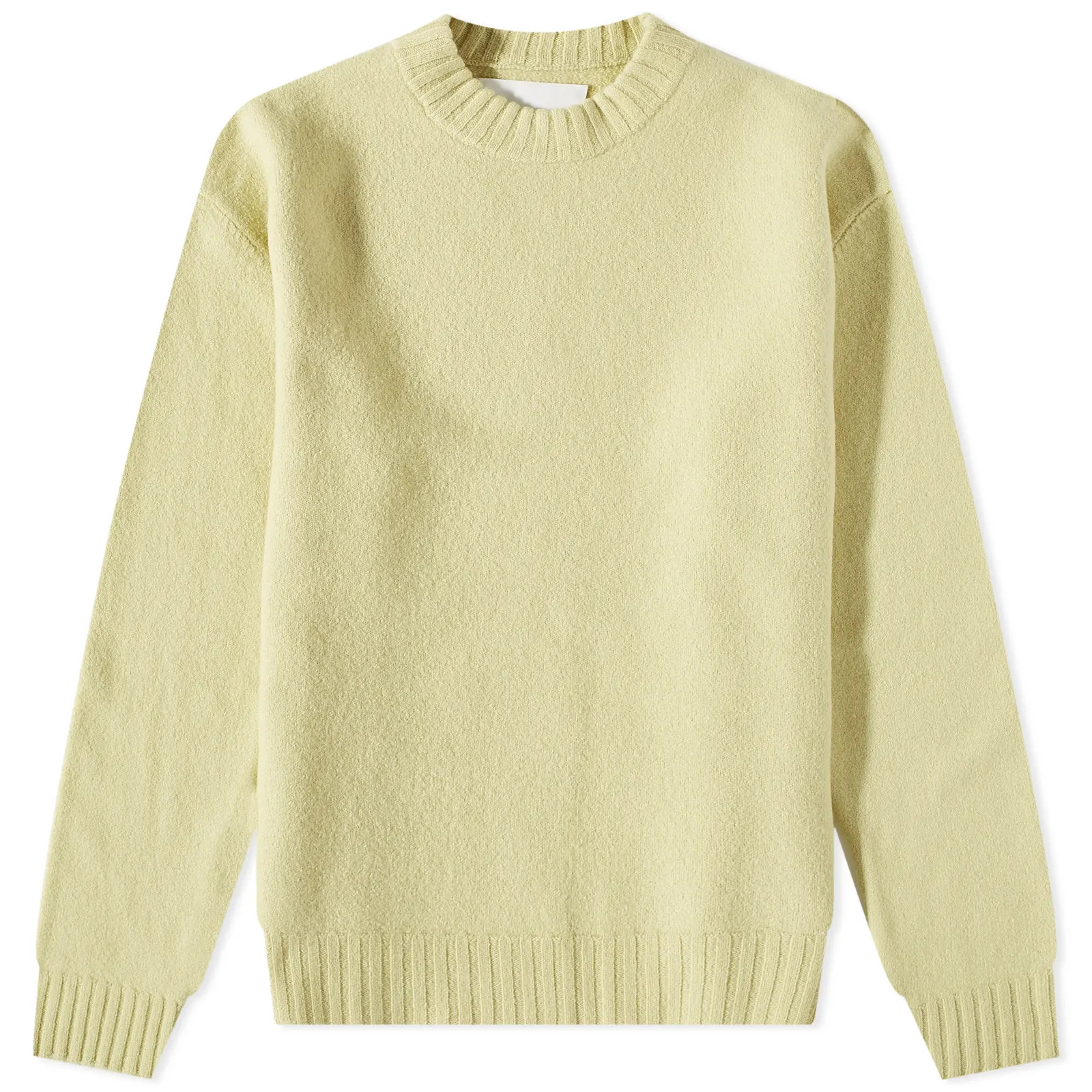 Jil Sander Boiled Wool Crew Knit Lime Dust | END. (AU) | End Clothing (US & RoW)