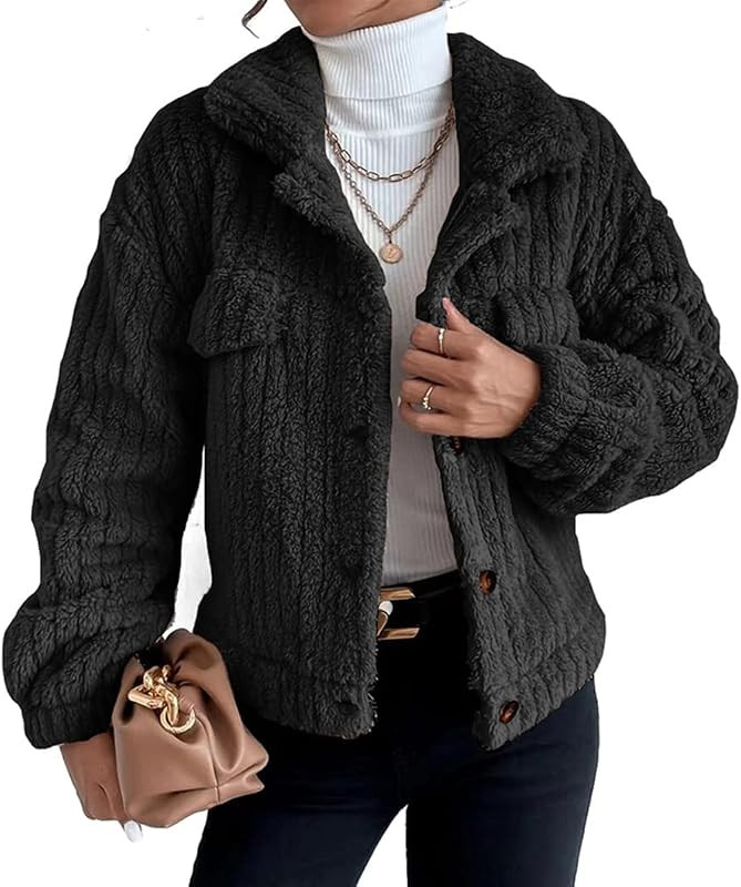 Women 's Corduroy Jacket Plus Size Button Down Winter Warm Coat For Women with Faux Sherpa Collar... | Amazon (US)