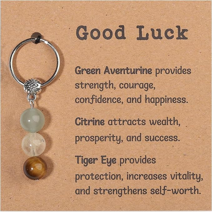 Natural Crystals Keychain Gift for New Beginnings, Healing Stones Keychain Gifts for Anxiety Reli... | Amazon (US)