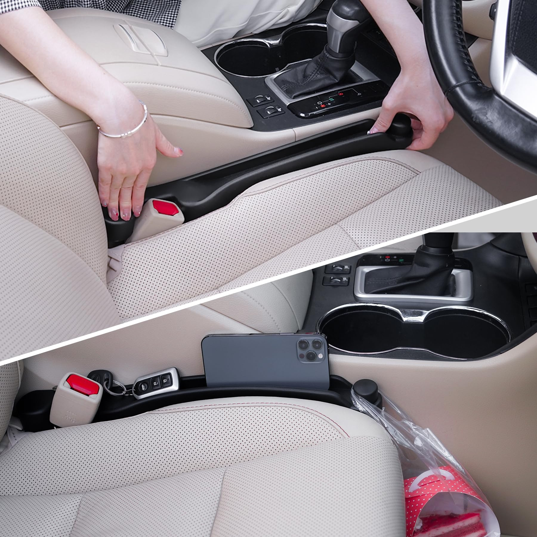Car Seat Gap Filler Set of 2, Soft Foam Multifunctional Seat Side Gap Filler with Organizer & Hoo... | Amazon (US)