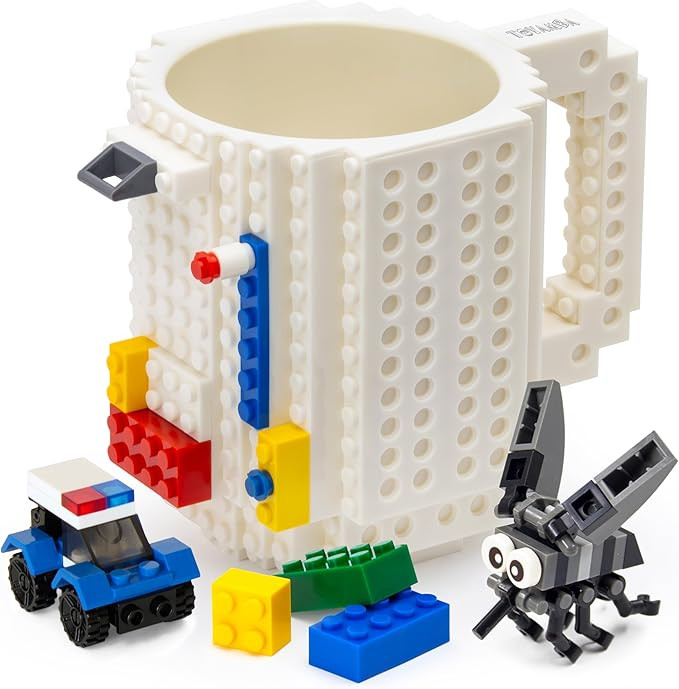 Build-on Brick Mug BPA-Free Funny Coffee Mug with 3 Packs of Building Bricks, Funny Cups for Kids... | Amazon (US)
