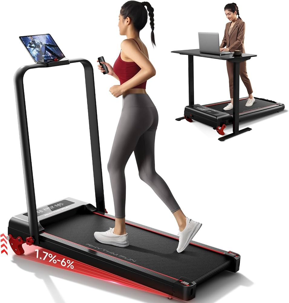 RHYTHM FUN Treadmill with Incline, Walking Pad with Handle Bar,300lbs Walking Pad with APP, Porta... | Amazon (US)
