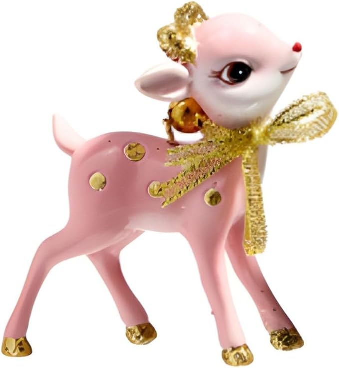 RAZ Imports Vintage Pink Deer Ornament with Head Up, Pink and Gold, Hand-Painted Christmas Decora... | Amazon (US)