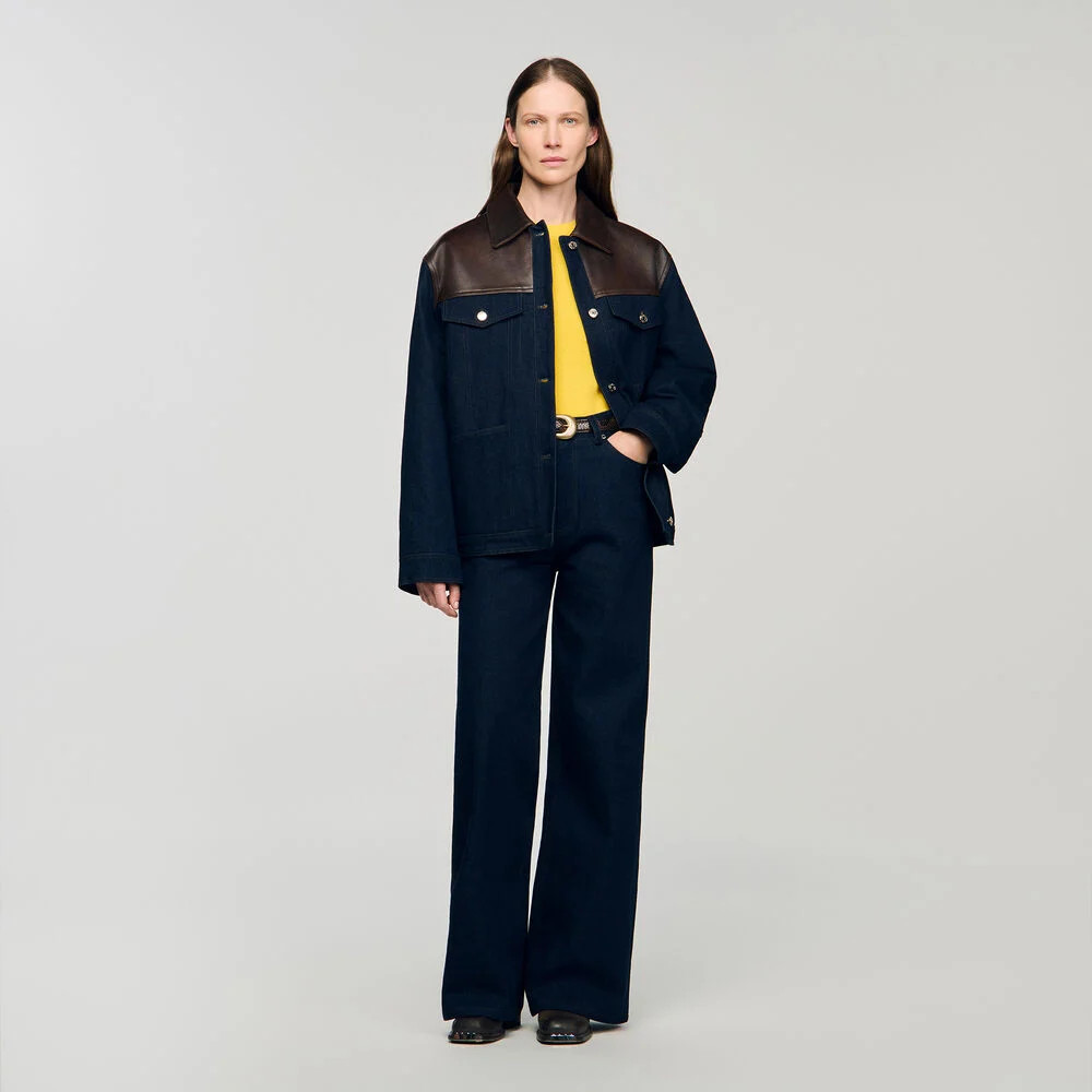 Denim and leather jacket | Sandro US | Sandro-Paris US