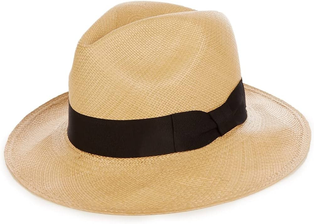 Amazon.com: SENSI STUDIO, Panama Hat Italian Bow Band, Medium, Beige Straw / Black Band Width Ban... | Amazon (US)