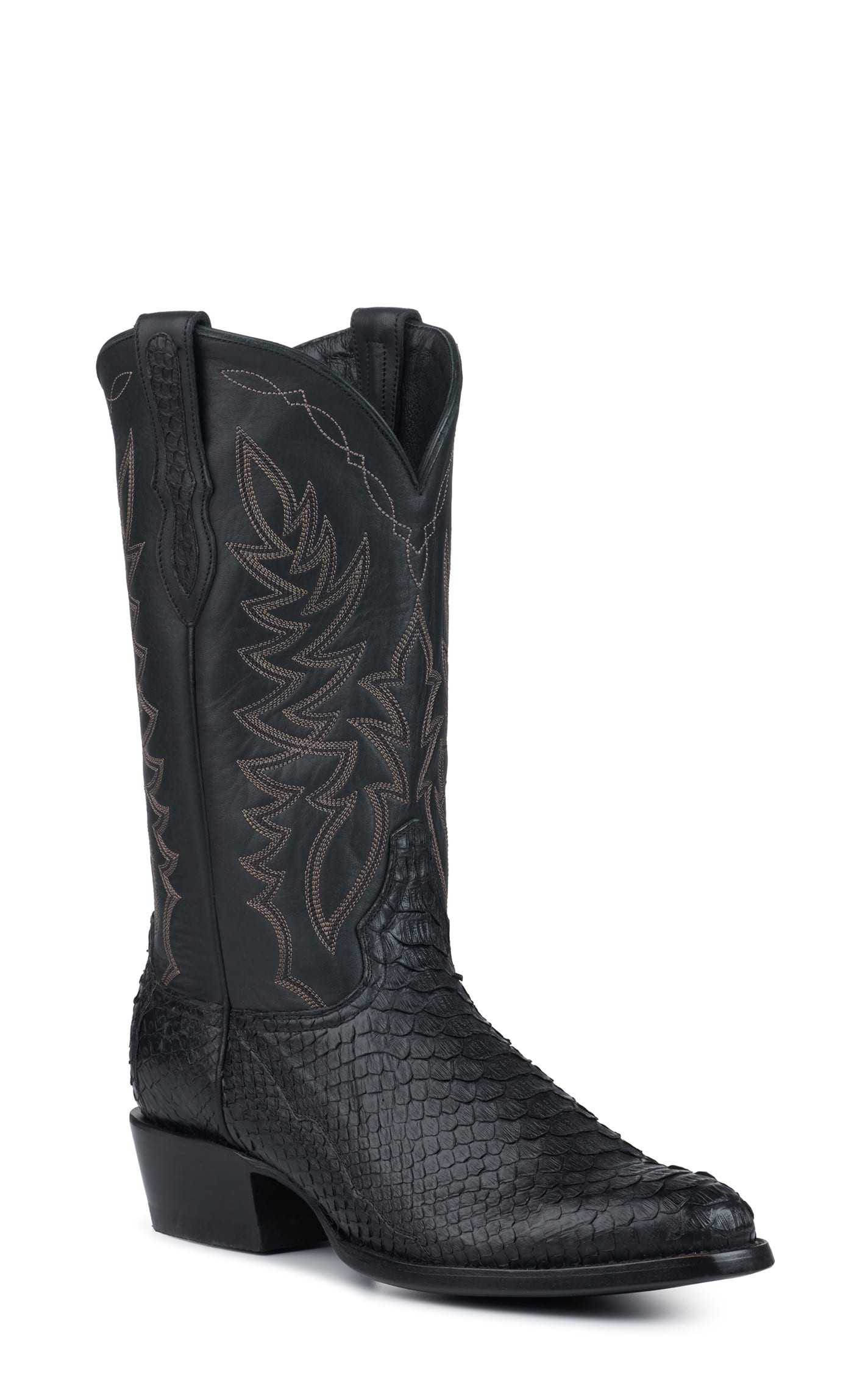 Cavender's Men's Black Python R Toe Exotic Cowboy Boots - 8xD | Cavender's