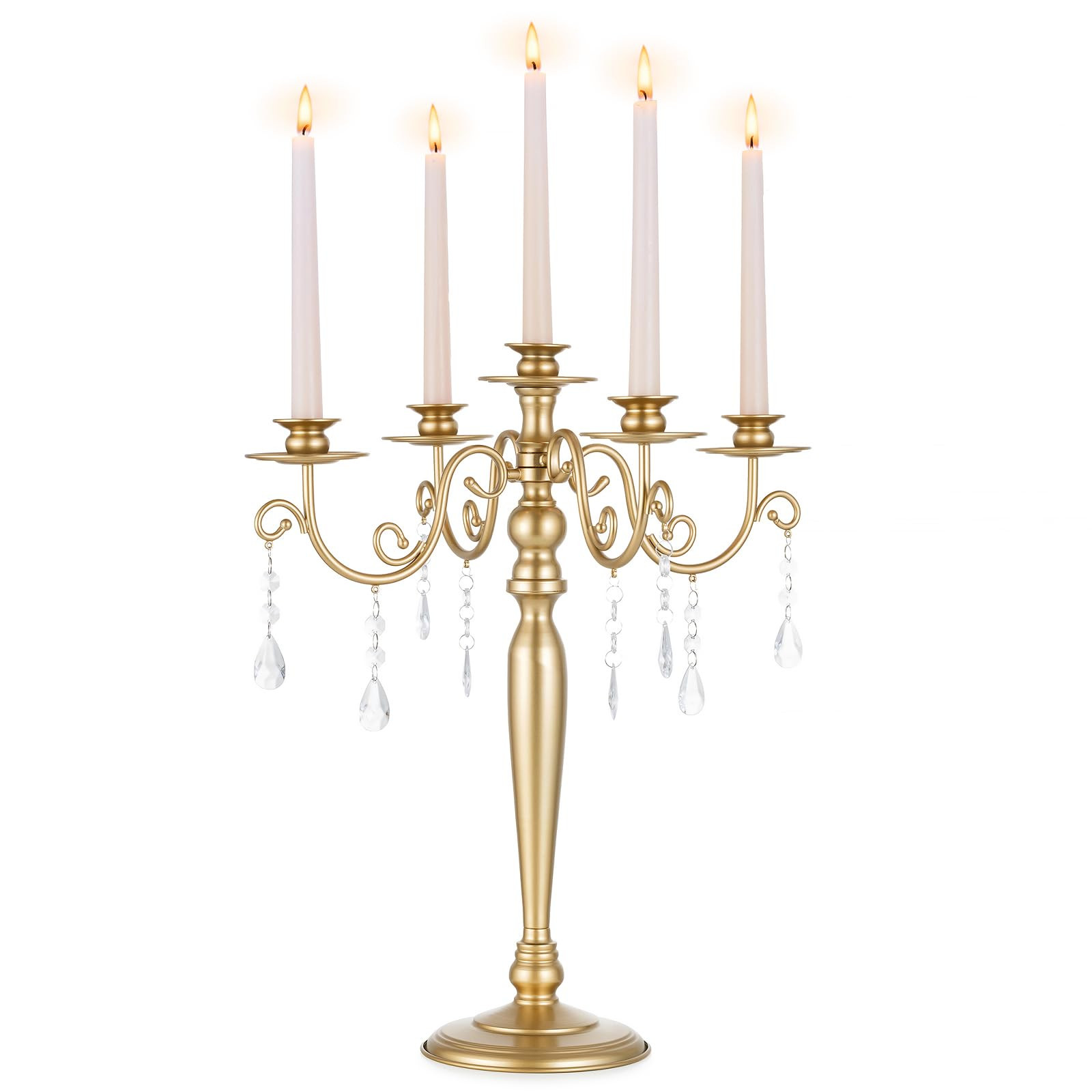 Sziqiq Gold Candelabra Candle Holder: 5 Arm Candelabras Centerpiece Table Decorations for Wedding... | Amazon (US)