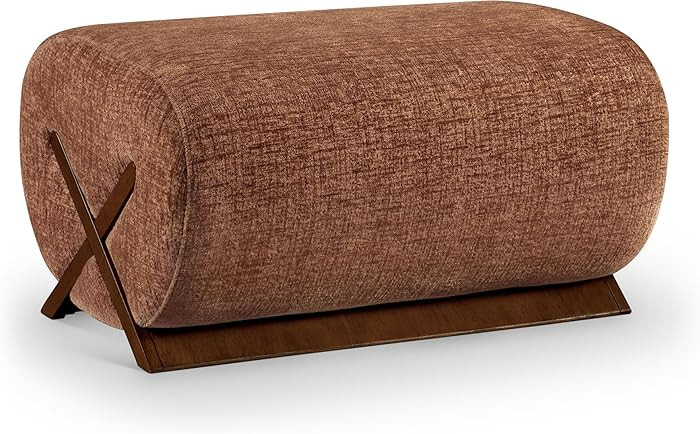 Meridian Furniture 33073Cognac-Ott Akira Collection Art Deco Ottoman with Soft Cognac Fabric, Bro... | Amazon (US)
