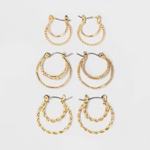 Click Top Faux Duo Hoop Earring Set 3pc - Wild Fable™ | Target