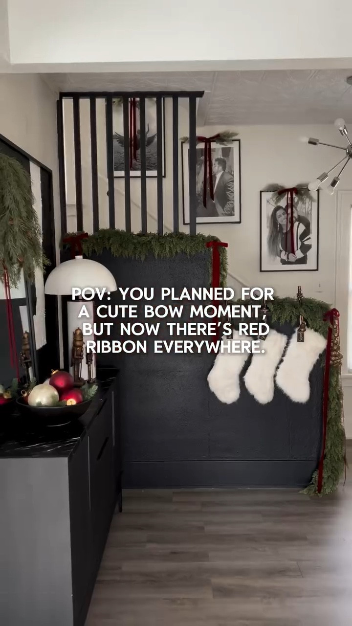 When one bow turns into a ribbon takeover! 🎀✨ Obsessed with how these Amazon red ribbons made everything so festive. ❤️ 

-
#ChristmasDecor #HolidayHomeDecor #RibbonBowDIY #ChristmasInspo #FestiveVibes #HolidaySeason #HolidayHome