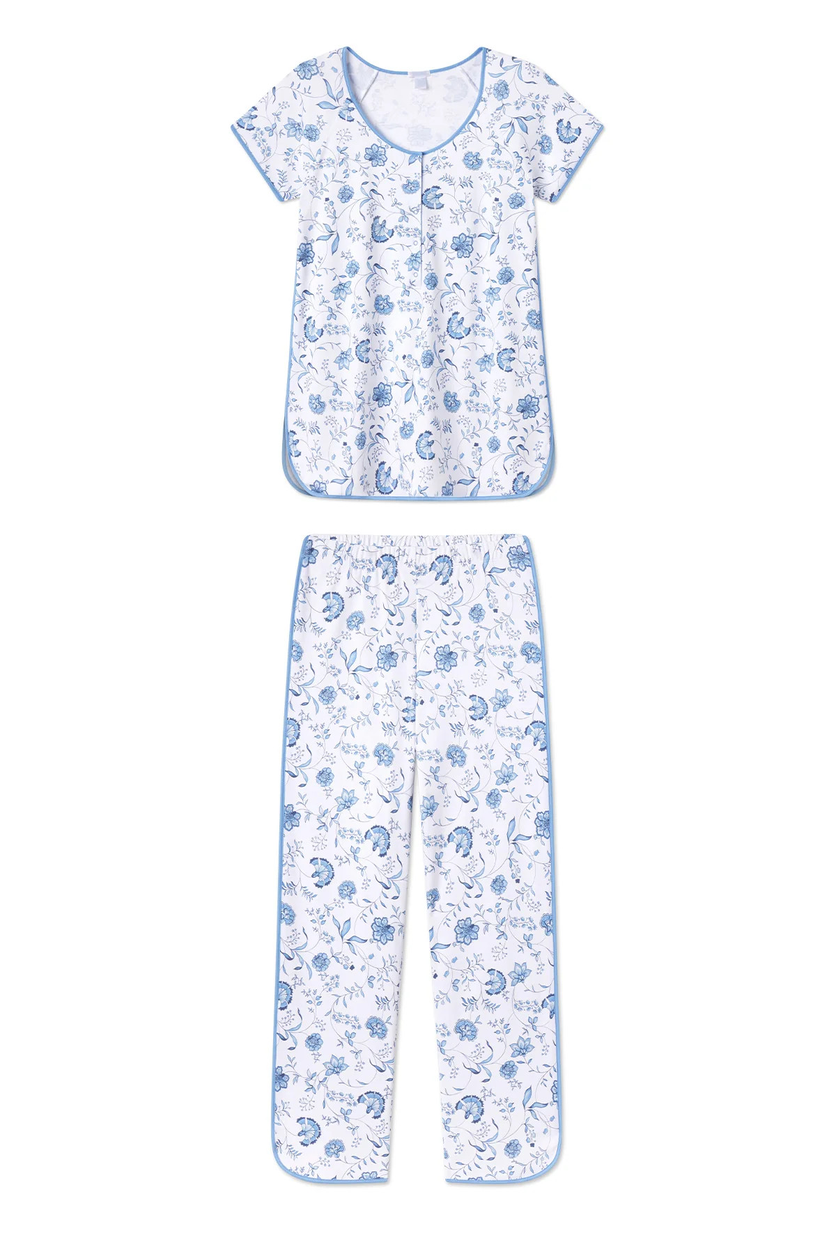 Pima Maternity Short-Long Set in Bellflower Vines | Lake Pajamas