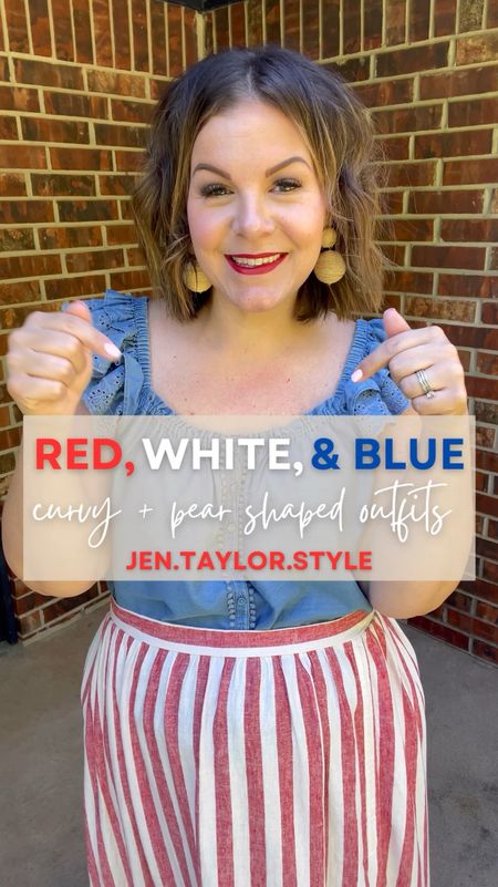 Curvy + pear shaped red, white, and blue outfits! Need a Memorial Day weekend outfit idea? These are patriotic outfits that don’t feel cheesy! I wear XL to XXL in most things. 

Plus size outfits, patriotic outfit idea, summer outfit, Walmart Jessica Simpson, striped skirt, matching set, midsize outfit 

#LTKOver40 #LTKPlusSize #LTKMidsize