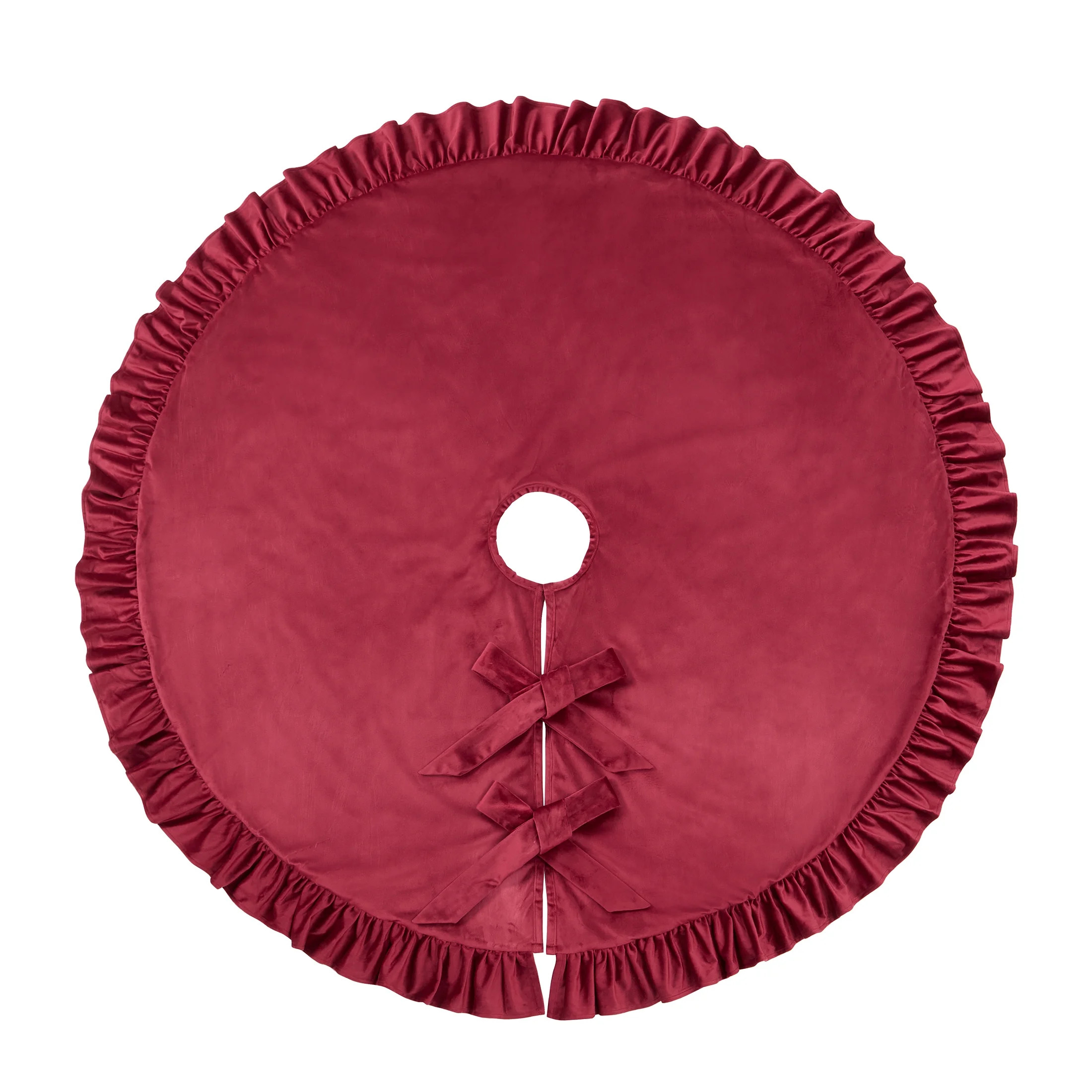 Red Ruffle Velvet Christmas Tree Skirt, 52", by My Texas House | Walmart (US)