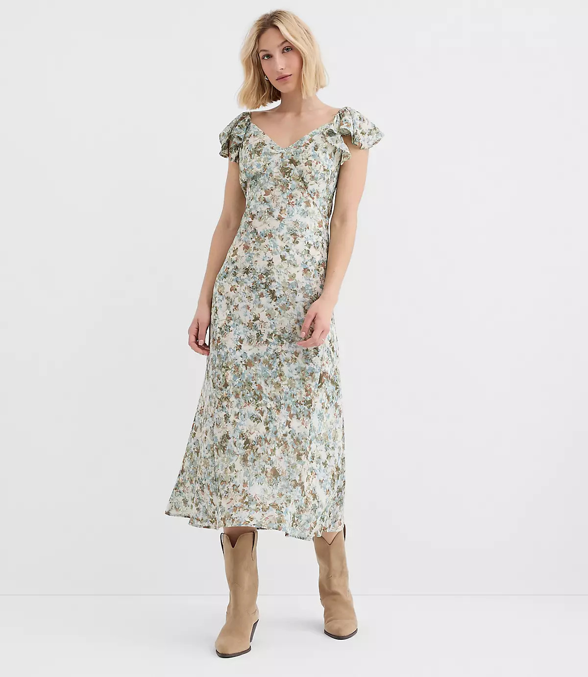 Floral Ruffle Strappy Back Maxi Dress | LOFT