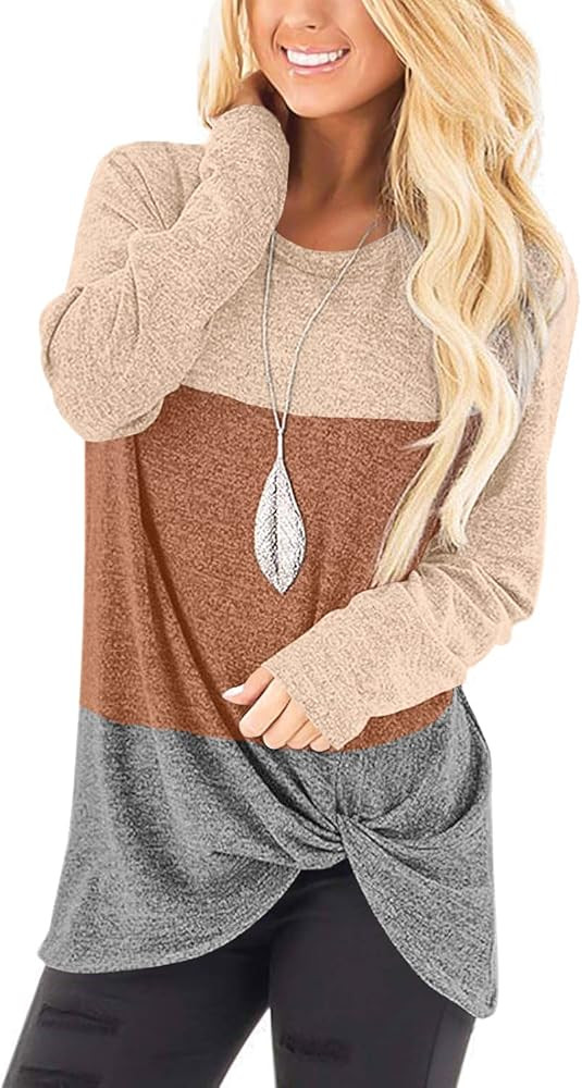 SAMPEEL Women's Tunic Tops Twist Knot Casual Pullover Shirts | Amazon (US)