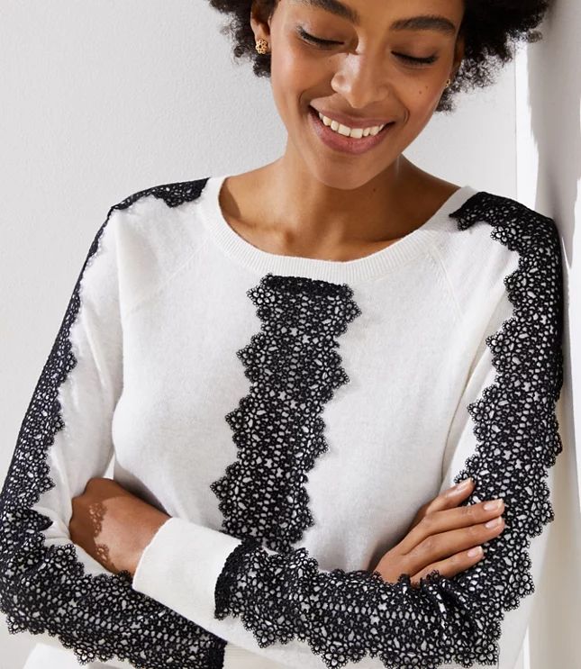 Lace Sleeve Sweater | LOFT | LOFT