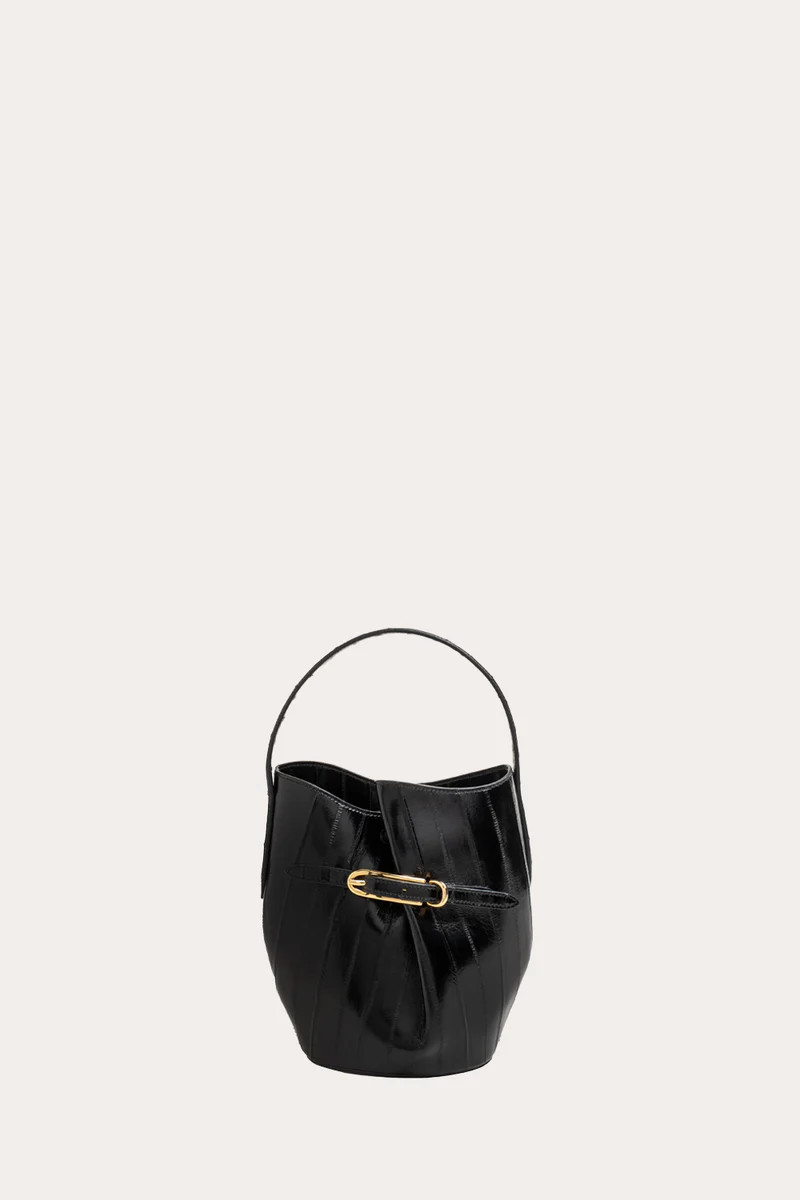 Belted Bucket Bag Mini Black Eel | LITTLE LIFFNER