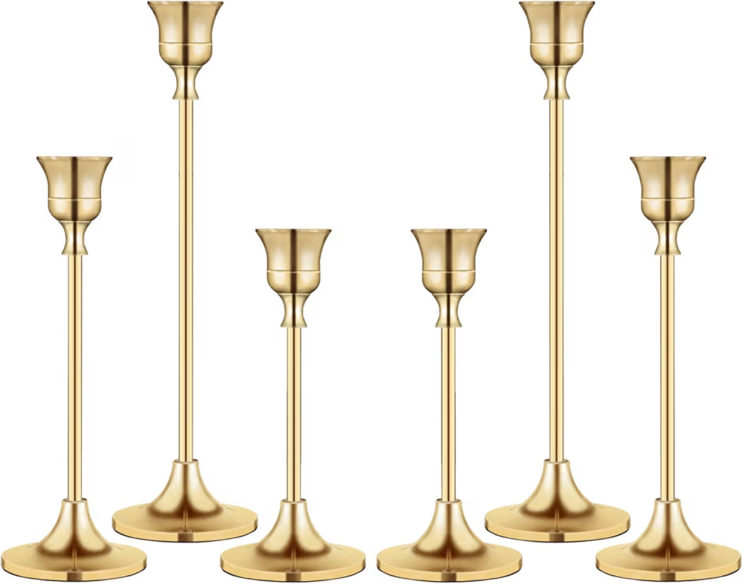 Candlestick Holders,Taper Candle Holder for Candlesticks Gold Brass Vintage Candle Stick Candle H... | Amazon (US)