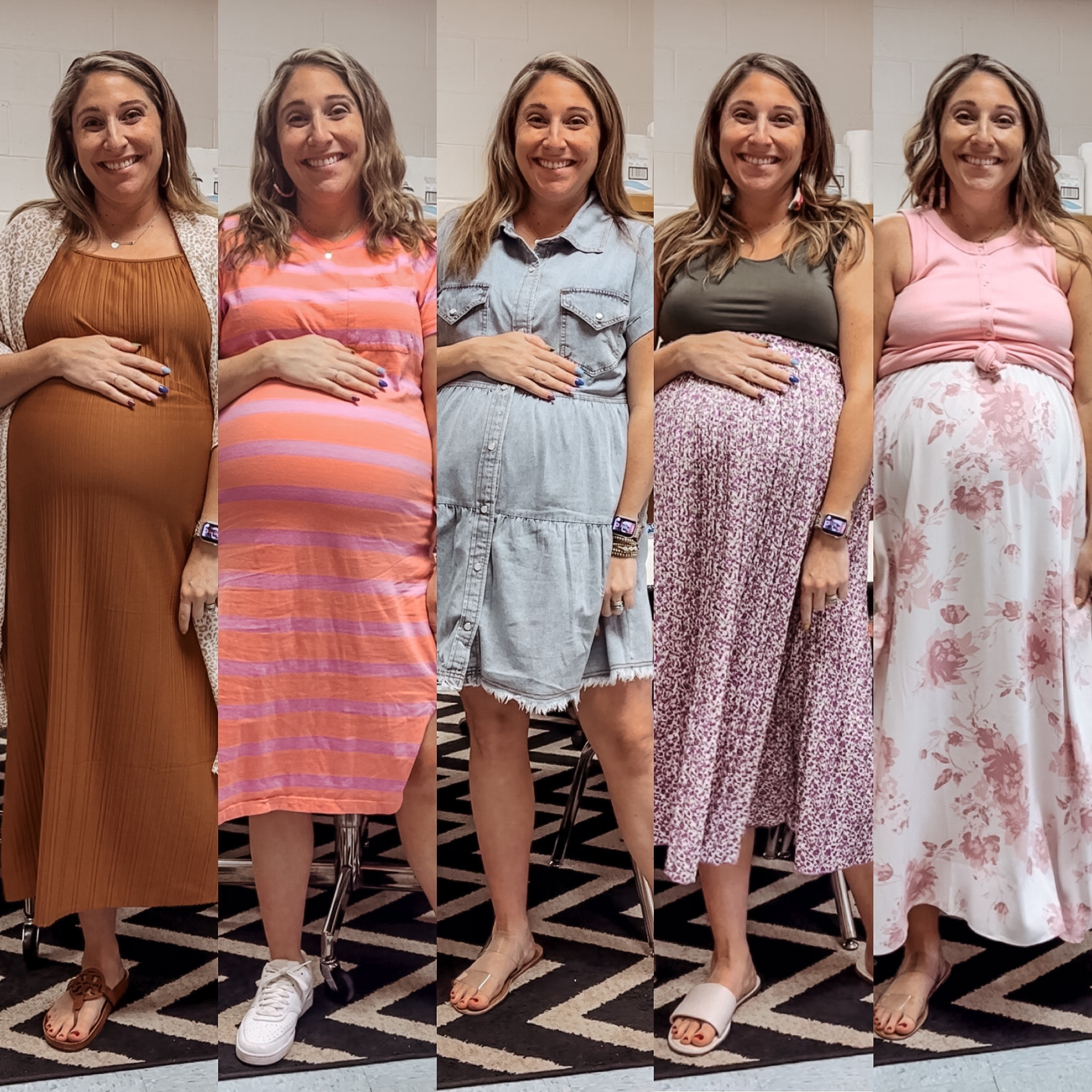 Teacher outfit ideas - sizing from left to right
Dress L / kimono OS / Dress XL / Dress L / Top (maternity) L / skirt XL / tank (maternity) L / Dress (maternity) L / slides tts / Nike size half size down 

#LTKworkwear #LTKstyletip #LTKbump