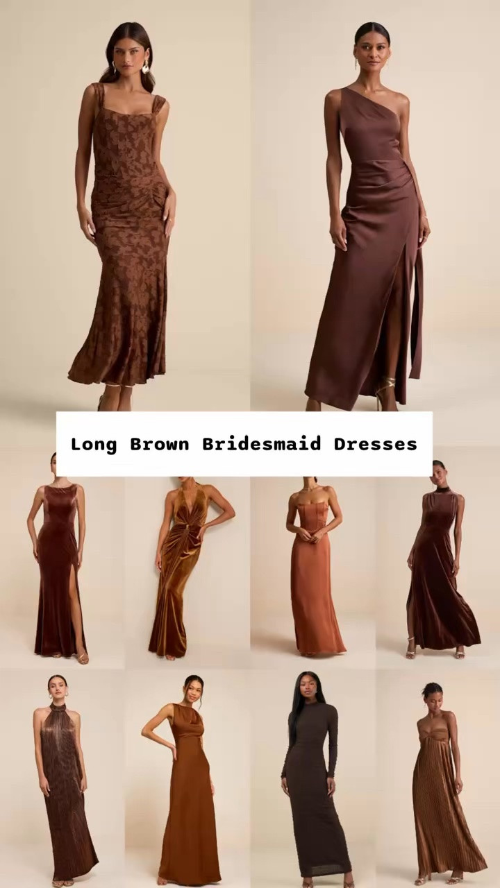 Long brown bridesmaid dresses @Lulus under $100 for a fall wedding.

Date night outfits, family photo outfits, fall wedding guest dresses, wedding guest dress summer, fall dresses.

#LTKWedding #LTKSeasonal