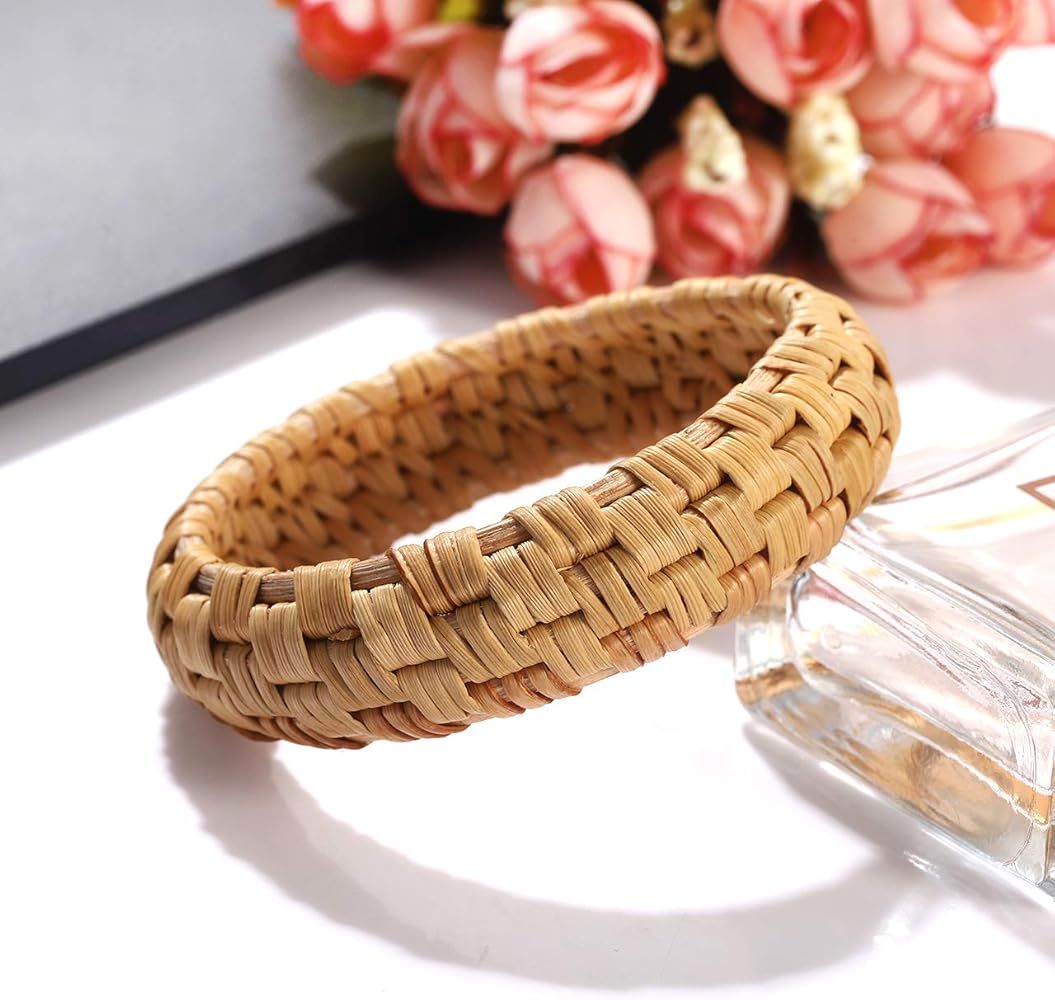 HEIDKRUEGER Rattan Bracelet For Women Handmade Lightweight Straw Wicker Braid Woven Bangle Bracel... | Amazon (US)