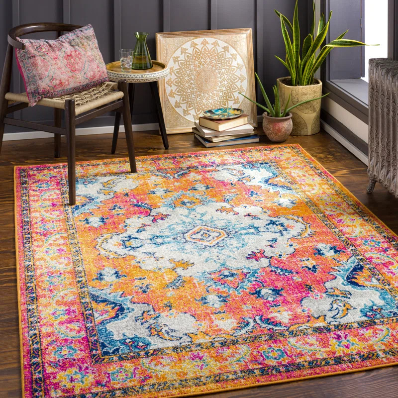 Hollenberg Oriental Area Rug in Orange/Pink | Wayfair North America