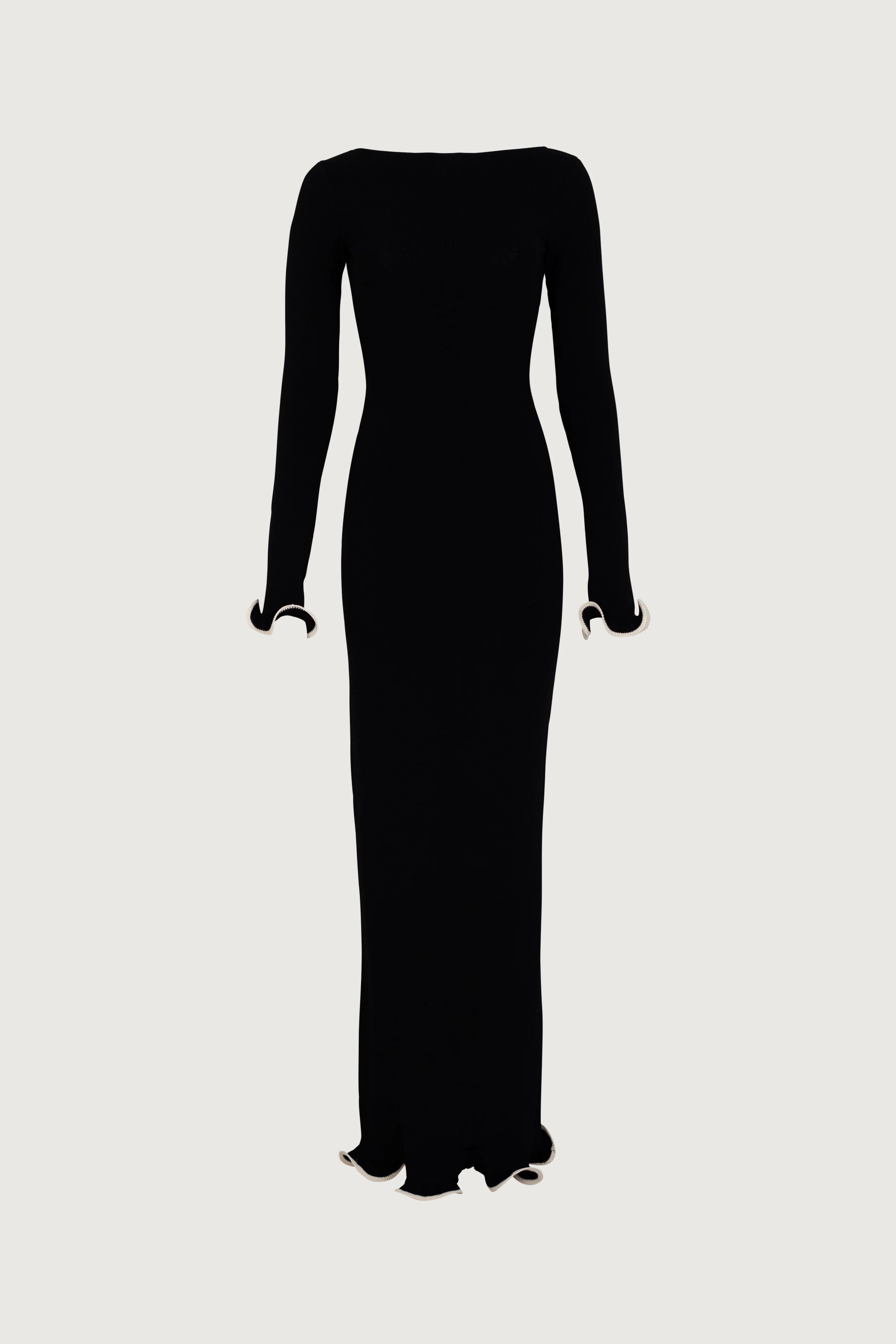 Ruffle Hem Maxi Dress (Black/Cream) | SAME