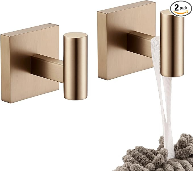 KOKOSIRI Robe Hooks for Bathrooms Towel Hook, Wall Mounted Coat Hooks Bathroom Hardware 2 Pack Ch... | Amazon (US)