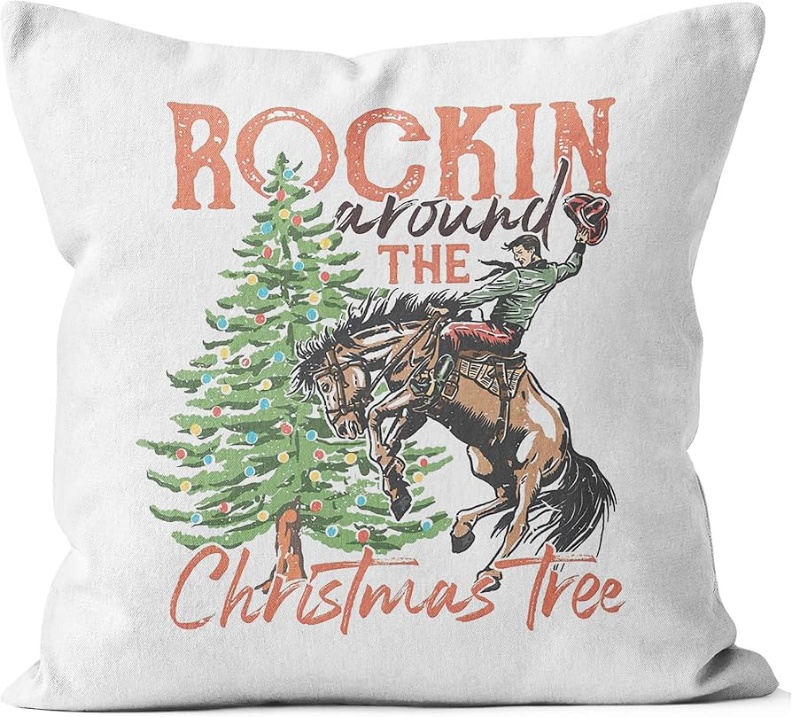 Western Christmas Decor - 18x18 Throw Pillow Covers for Bedroom & Sofa, Tree Decorations | Amazon (US)
