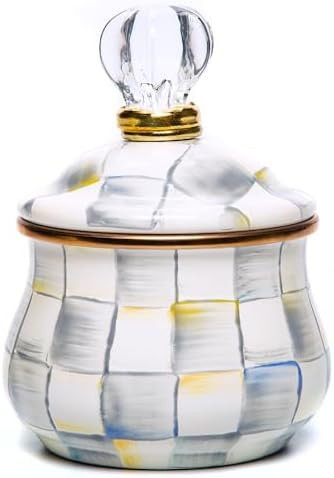 MACKENZIE-CHILDS Enamel Lidded Sugar Bowl, Small Serving Bowl with Lid, 10-Ounce Capacity, Gray-a... | Amazon (US)