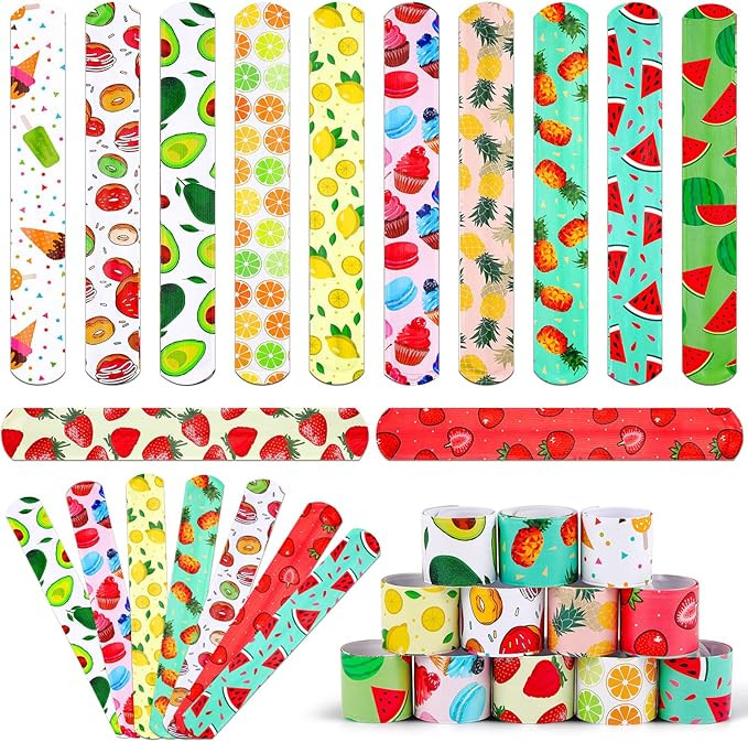 48 Pieces Slap Bracelets Snap Bracelet Party Favors Kids' Party Favor Sets Kids Slap Bracelets Bi... | Amazon (US)