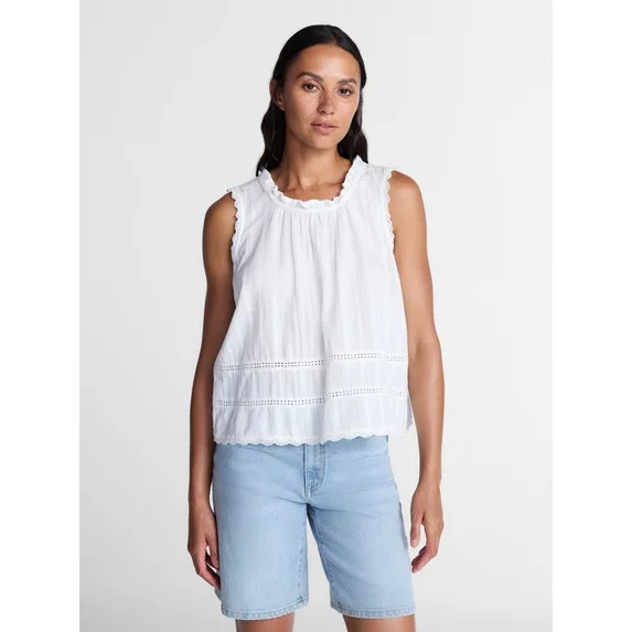 Time and Tru Women's Flowy Lace Inset Tank , Sizes XS-XXXL | Walmart (US)