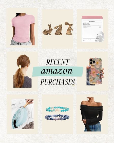 Recent Amazon purchases in my Amazon storefront 🫶🏼

Amazon find, Amazon fashion, women’s tee, floral phone case, bunny decoration, Easter decor, shark bracelet, off the shoulder top; Christine Andrew 

#LTKSeasonal #LTKhome #LTKstyletip