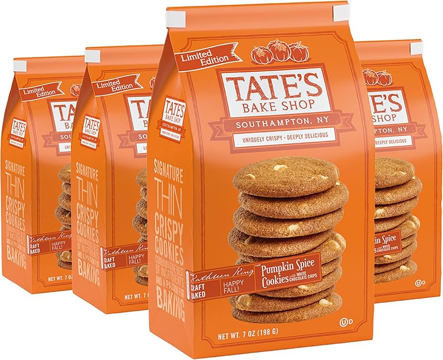 Tate's Bake Shop Pumpkin Spice Cookies, Limited Edition Cookies, 4-7 oz Bags | Amazon (US)