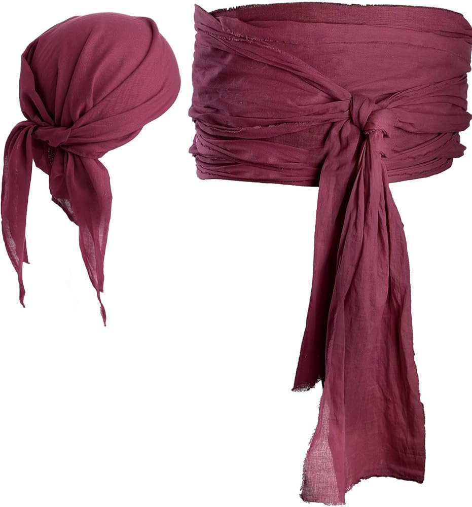 Halloween Pirate Costume Women Men Pirate Head Scarf Hat Accessories Pirate Sash Belt Pirate Bandana | Amazon (US)