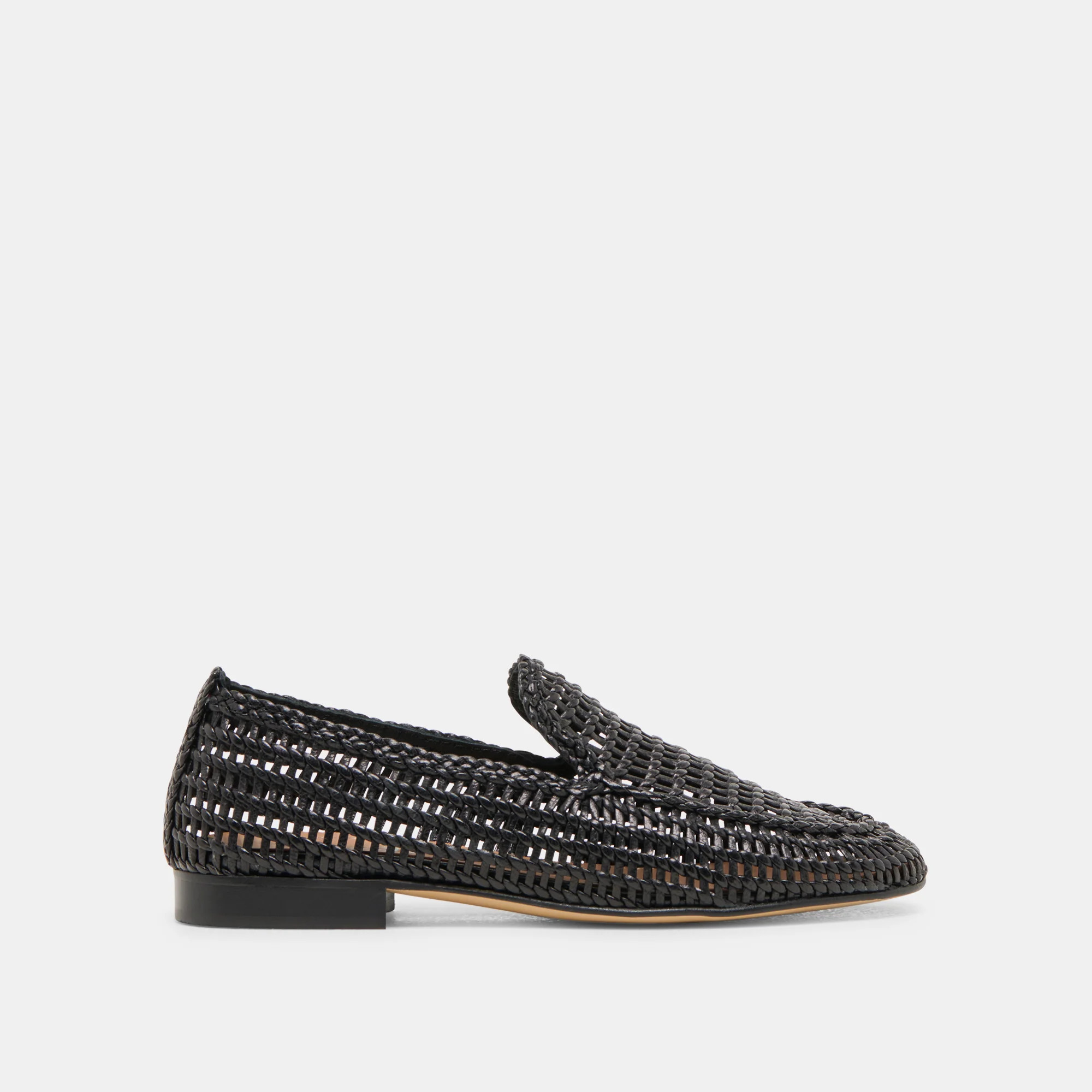Armond Flats Black Woven Leather | DolceVita.com