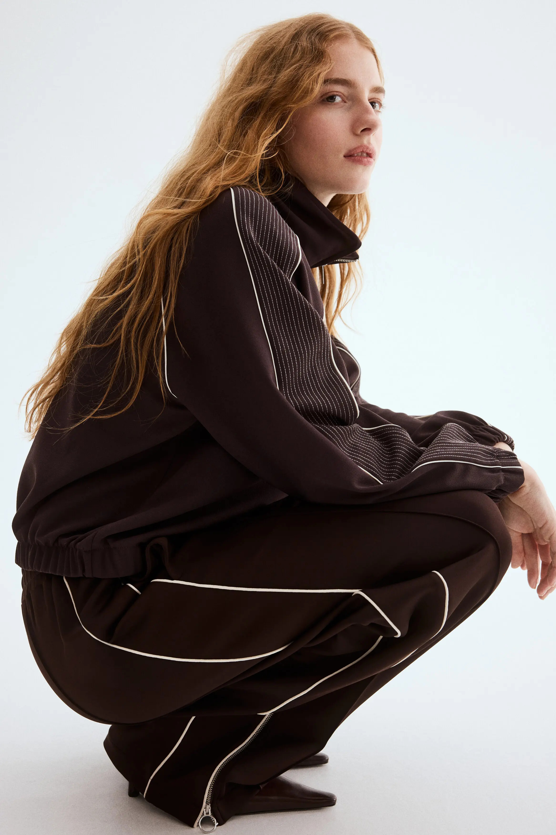 H&M Track Jacket in Dark Brown at Nordstrom, Size X-Small | Nordstrom