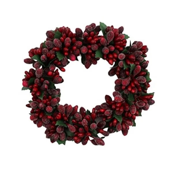 6-inch christmas red beaded berry wreath candlering candle ring ornament - Walmart.com | Walmart (US)