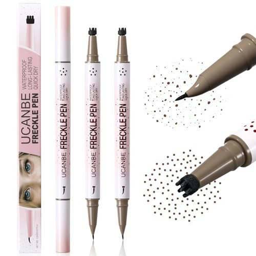 UCANBE 2PCS Dual-Ended Freckle Pen & Freckle Stamp - Precise 15° Curved Tip Makeup Waterproof & Smudge Proof, Long Lasting Faux Freckles Pencils (03 Chestnut) | Amazon (US)