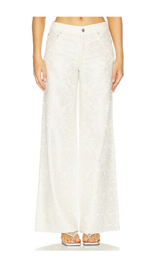 Alice + Olivia Jasper Amazing Embellished Jean in Cream. - size 26 | Revolve Clothing (Global)