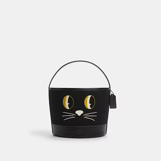 Trick Or Treat Bucket In Signature Canvas With Halloween Cat | Coach Outlet